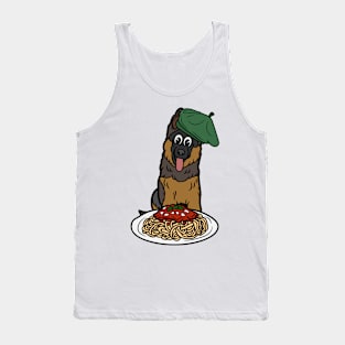 Cute Guard Dog is eating spaghetti Tank Top